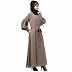 Elegant abaya with long cuff sleeves- Khaki
